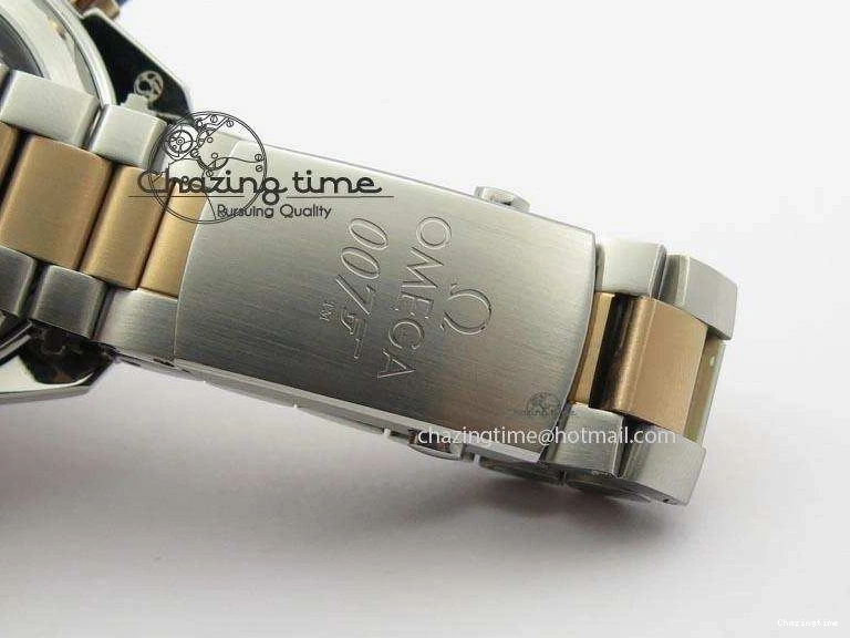 0209 FlexibleFit Seamaster Professional Chrono SS RG Blue Ceramic Blue Dial On SS RG Bracelet A 8211